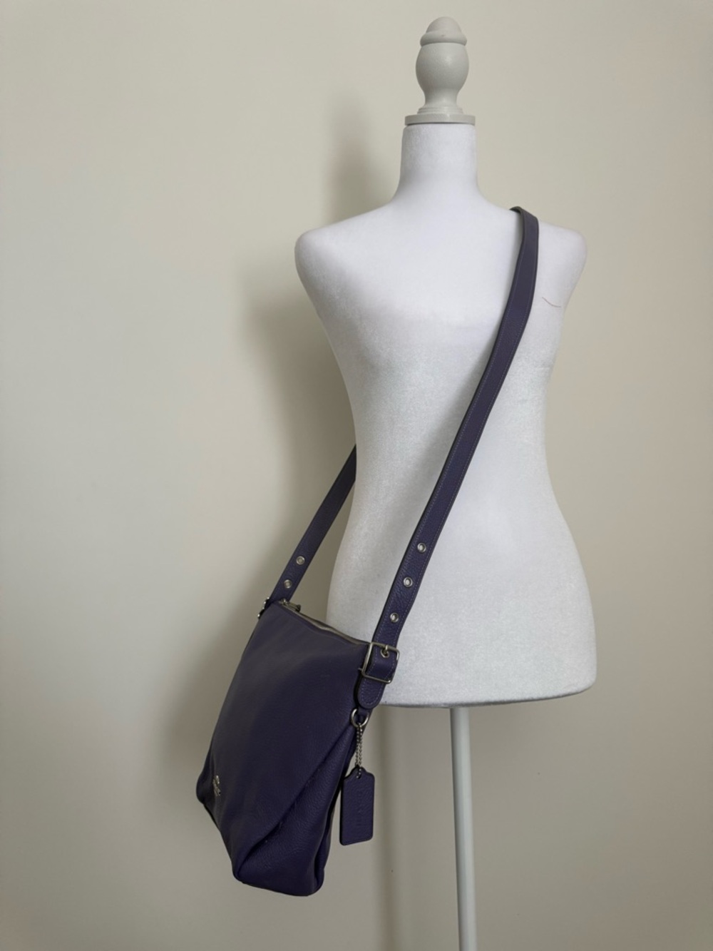 Coach Purple Pebbled Leather Crossbody Bag with purple coach wallet - Picture 3 of 12